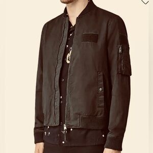 All Saints Brown Colton Zipper Cotton Utility Bomber Jacket Sz S